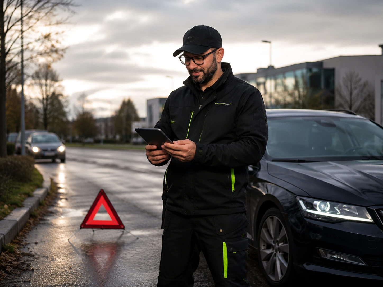 Unfallhilfe und organisatorische Unterstützung von ZUVERLÄSSIG24 am Straßenrand